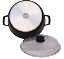 Кастрюля литая с ручками и стеклянной крышкой