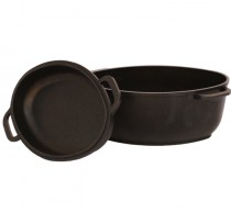 Гусятница с алюминиевыми ручками и крышкой-сковородой с ровным и