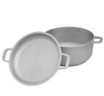 Кастрюля литая с утолщенным дном и крышкой-сковородой