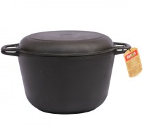 Кастрюля чугунная литая с крышкой-сковородой