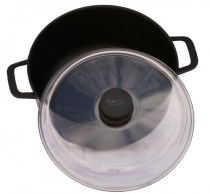 Кастрюля литая с ручками и стеклянной крышкой