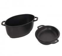 Гусятница с алюминиевыми ручками и крышкой-сковородой с ровным и