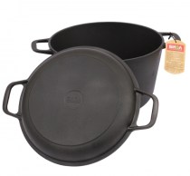 Кастрюля чугунная литая с крышкой-сковородой